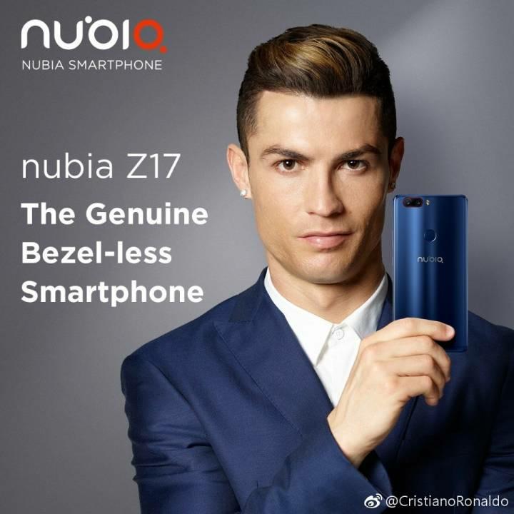 Nubia Z17 poses for the camera with Cristiano Ronaldo