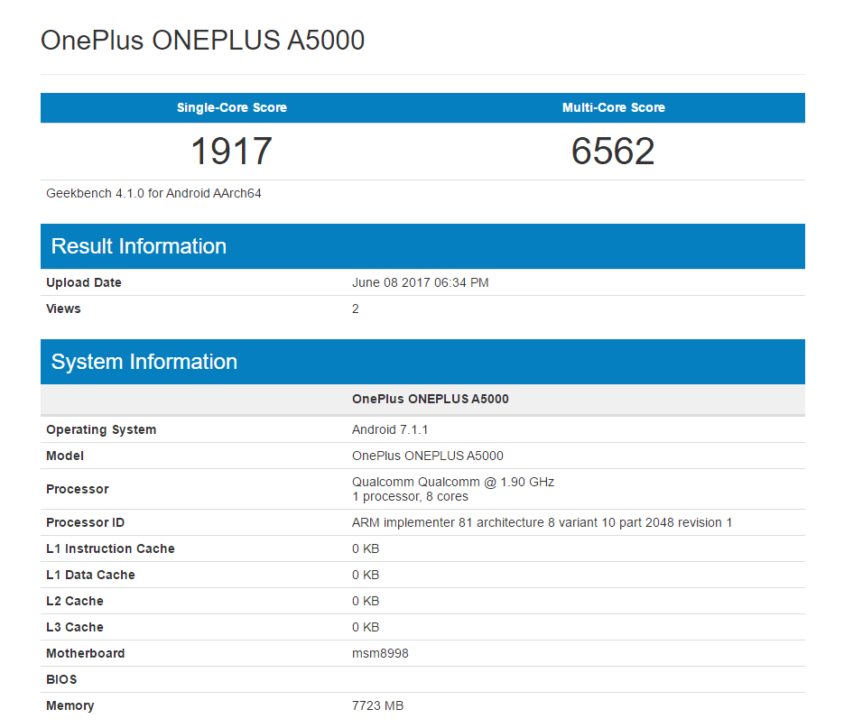 OnePlus 5 with 8GB RAM shows up on GeekBench