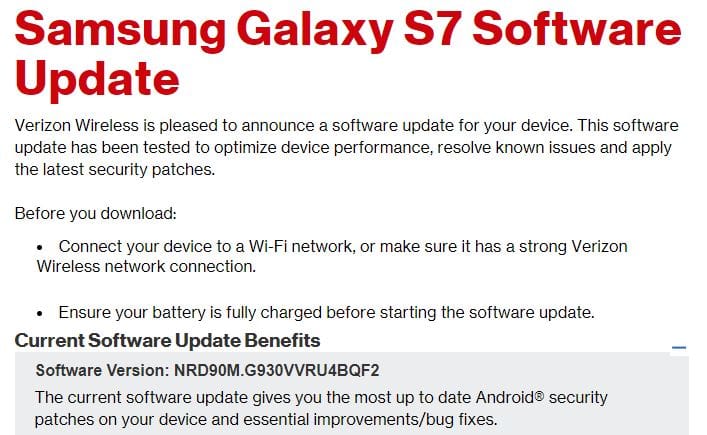 Verizon rolling out OTA update for Galaxy S7, S7 Edge and Tab S2