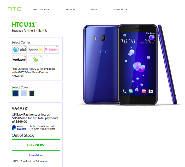 HTC U11 now shipping in USA and Canada