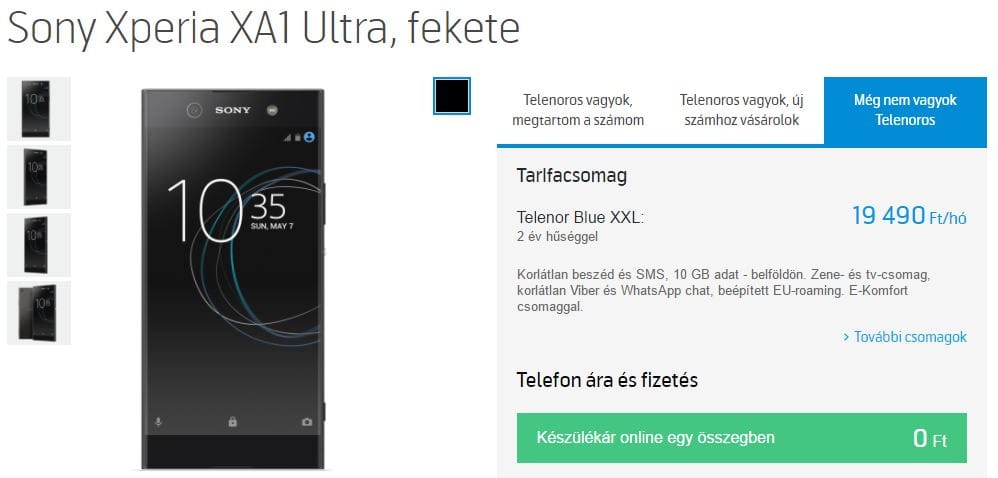 Telenor Hungary launches Sony Xperia XA1 Ultra