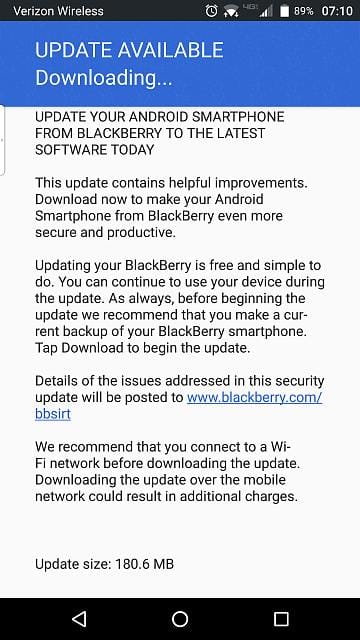 BlackBerry PRIV at Verizon receiving May Security patch update