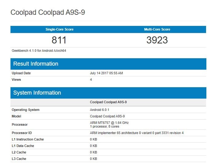 Coolpad A9S release date and specs: Device leaks out at Geekbench