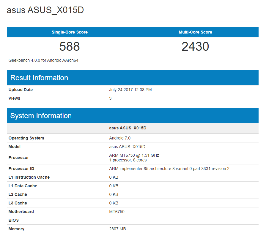 Asus ZenFone Go 2 spotted on Geekbench