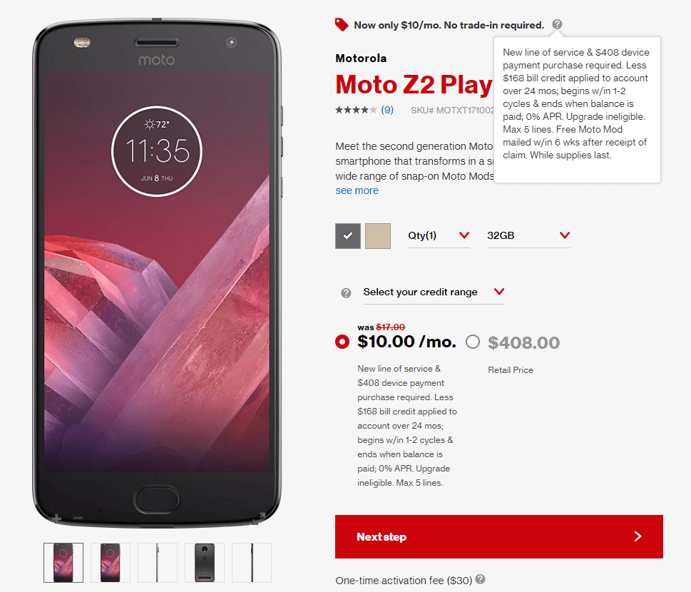 Verizon Moto Z2 Play offer: $168 off deal available ATM under 2-year contract