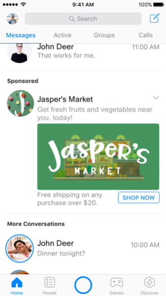 Soon you will see ads on Facebook Messenger’s home screen