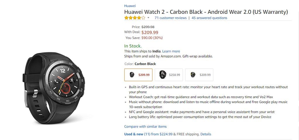 Huawei Watch 2 Deal: Get it for 30% off right now under Amazon Prime day sale