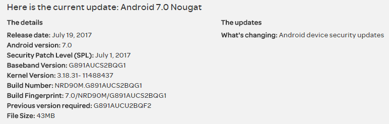 July security patch rolling out for AT&T Galaxy S7 Active as an OTA update