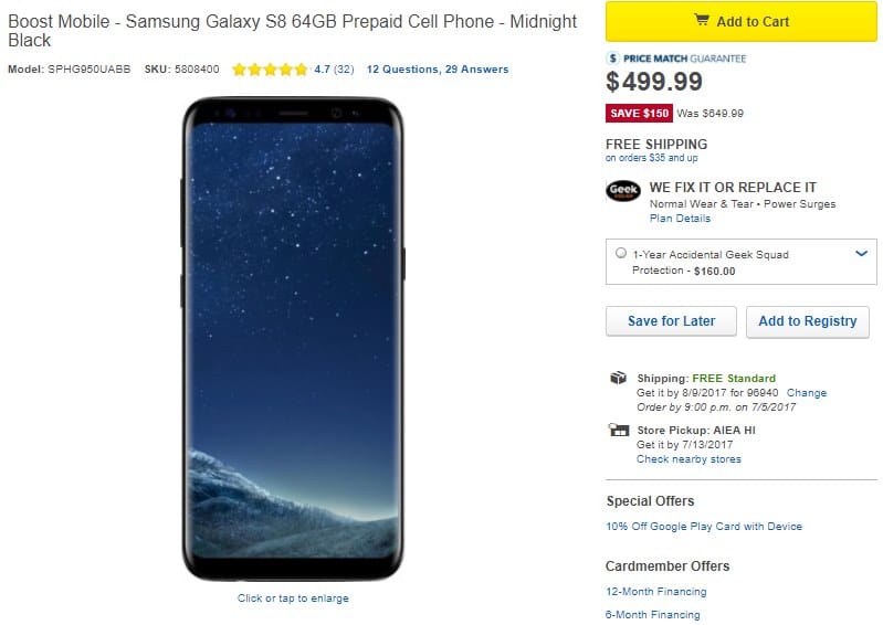 Galaxy S8 Deal: Boost Mobile variant going for $500 at Best Buy