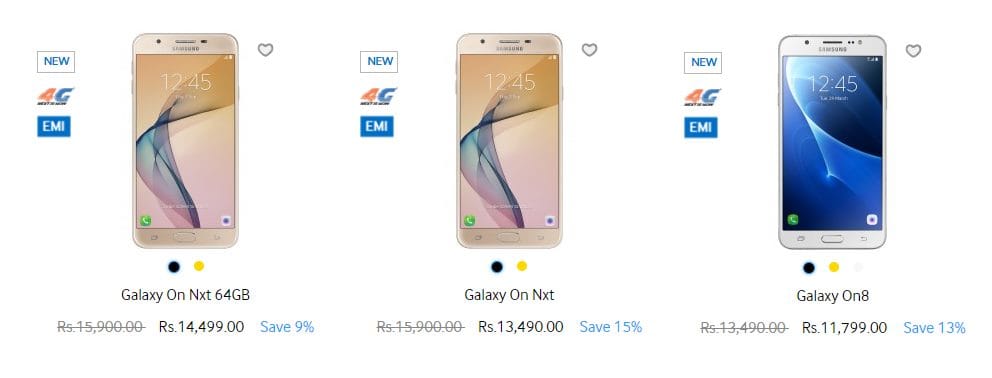 Samsung Deals: Get On and J series devices at up to 15% discount from Samsung Shop India