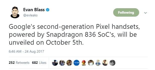 Google Pixel 2 release date set for October 5th, to be powered by Snapdragon 836 processor