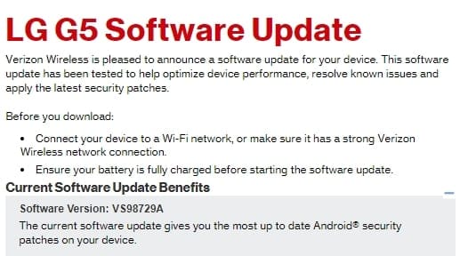 LG G5, LG V10 and LG Stylo 2 receive update packing latest security patch at Verizon