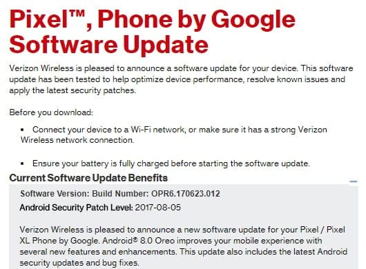 Verizon Pixel and Pixel XL receive Android Oreo OTA today
