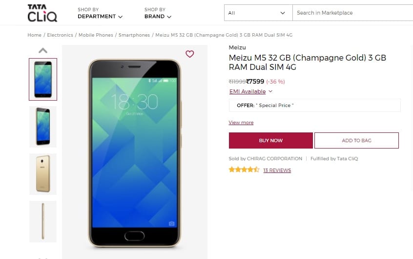 Meizu M5 Deal: Price drops to INR 7,999 in India