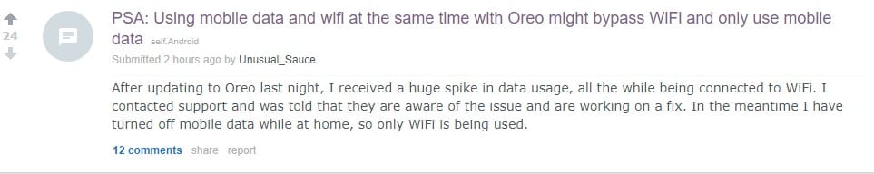 PSA: Android Oreo may prefer Mobile data over Wi-Fi when both are activated