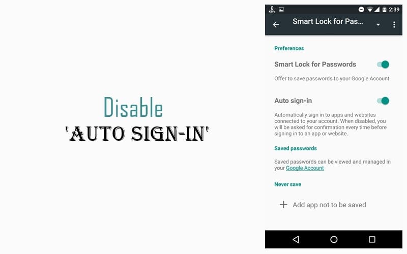 How to disable ‘Auto sign-in’ for apps and websites on Android