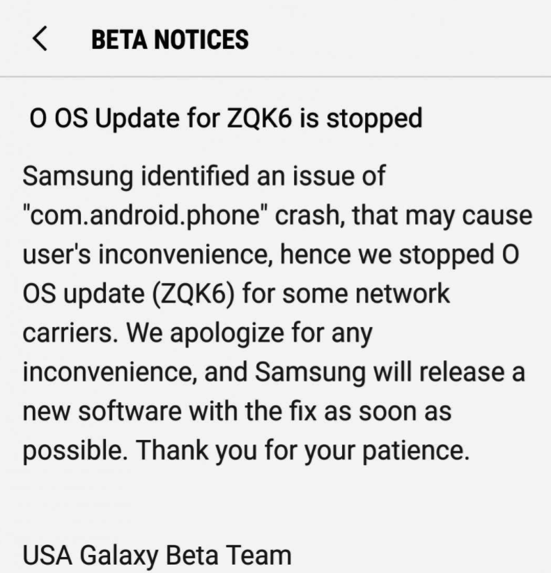 galaxy oreo beta 2 issue