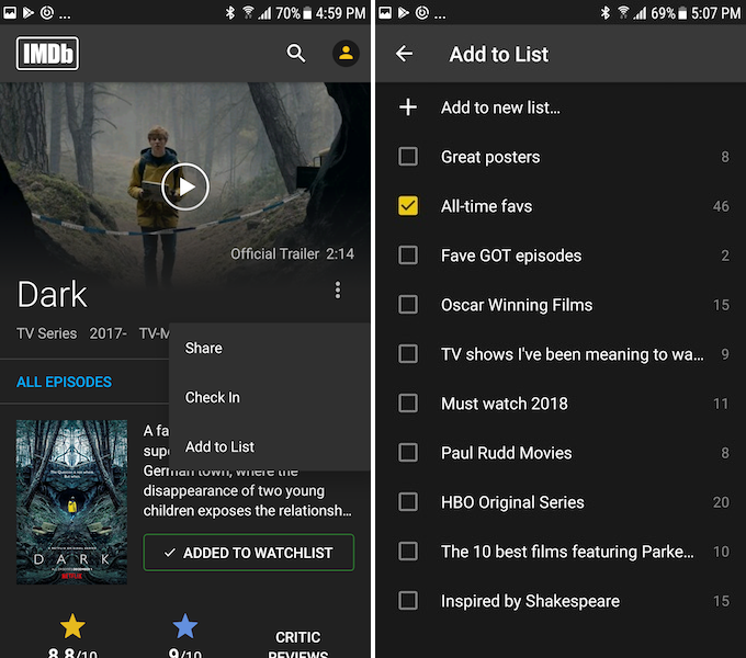 IMDb Android app update brings the ability to edit and create lists