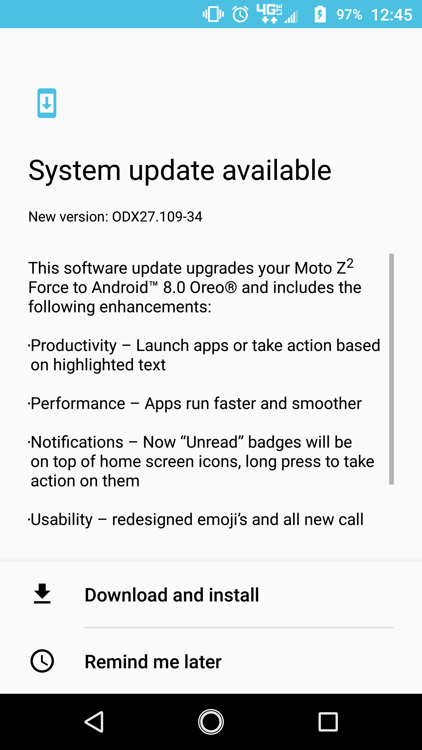 moto z2 force oreo