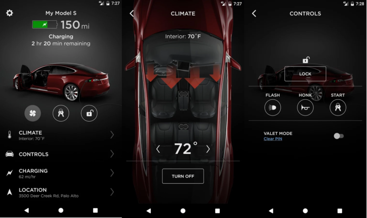 Tesla Android app gets an update with new features