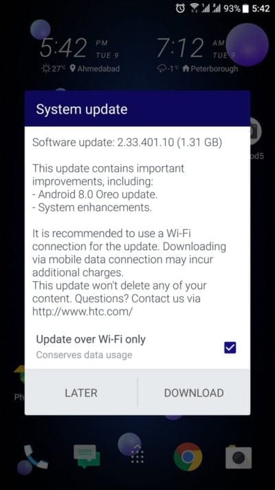 Oreo for HTC U11 hits users in EMEA region