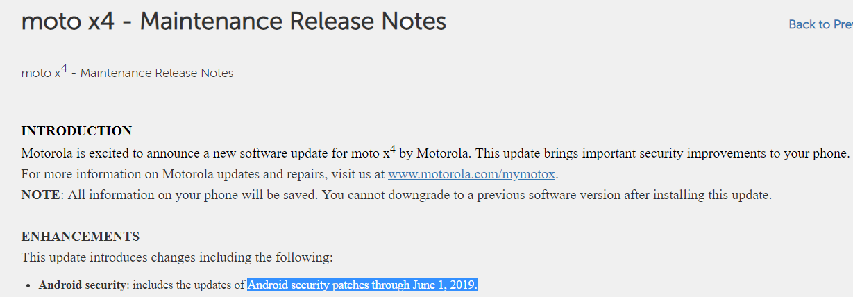 Moto X4 June 2019 security update