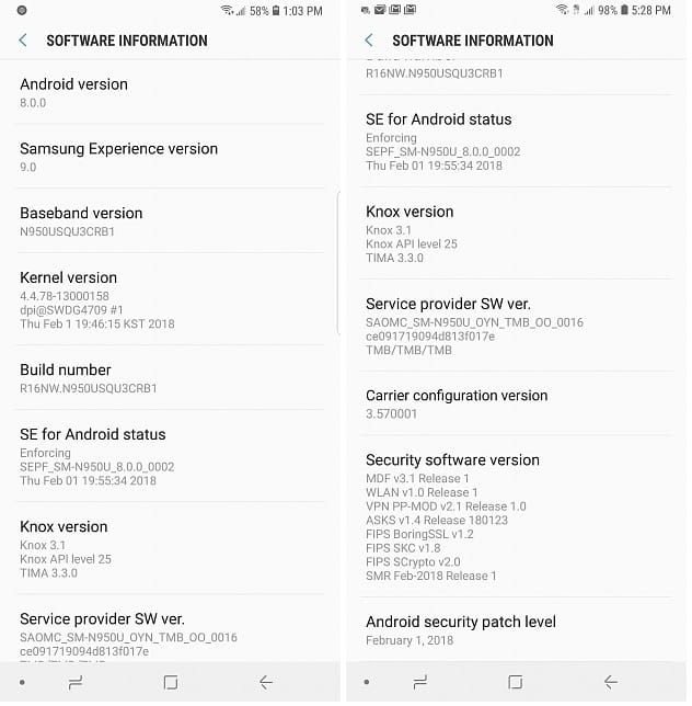 New Galaxy Note 8 Android 8.0 update spotted, build CRB1