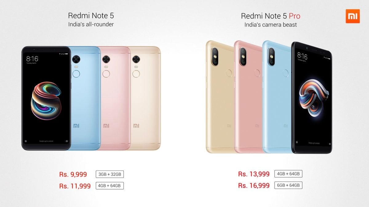 Xiaomi Redmi Note 5 and Note 5 Pro