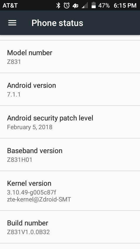 ZTE Maven 2 updated to February security patch via build B32