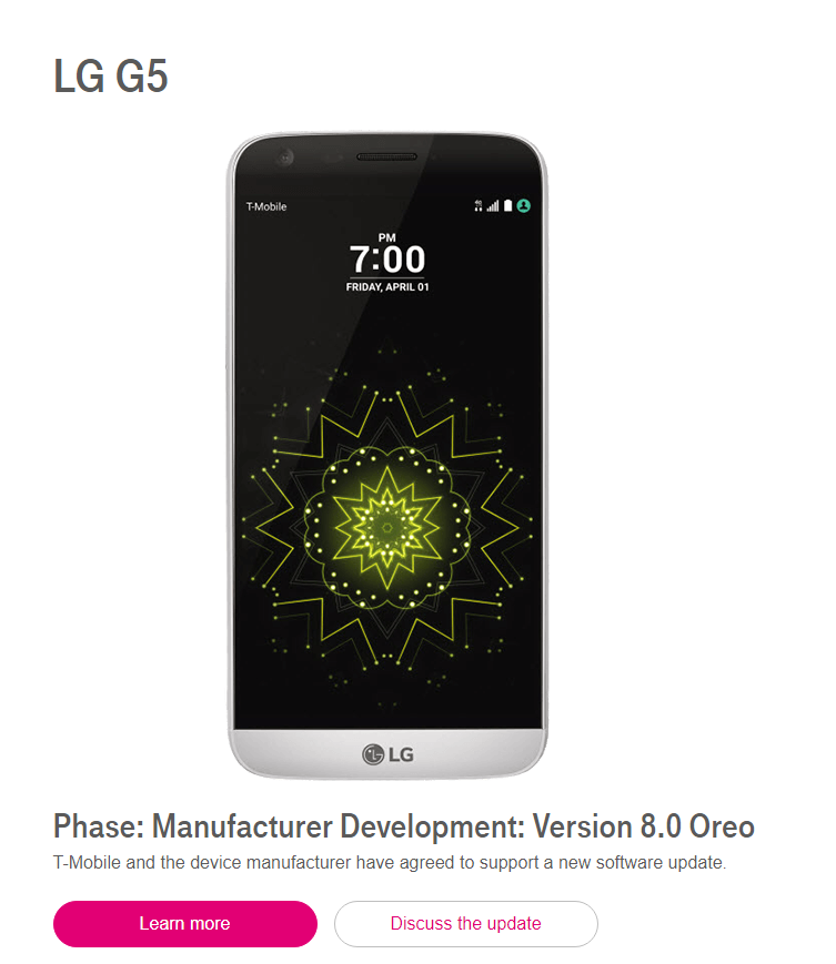 Oreo update confirmed for LG G5, G6, V20, V30 and V30+