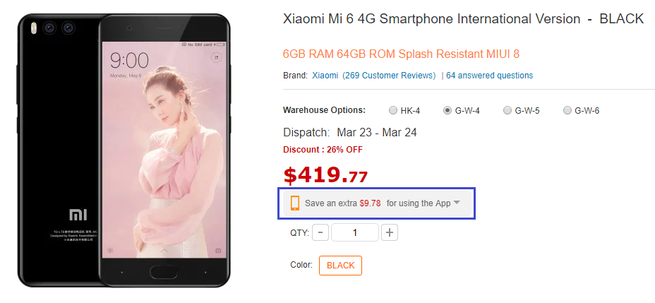 [Deal] Xiaomi Mi 6 available for $420