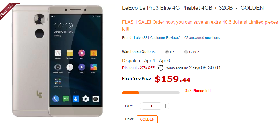 [Deal] LeEco Le Pro 3 Elite with Snapdragon 820 available for just $160 at GearBest