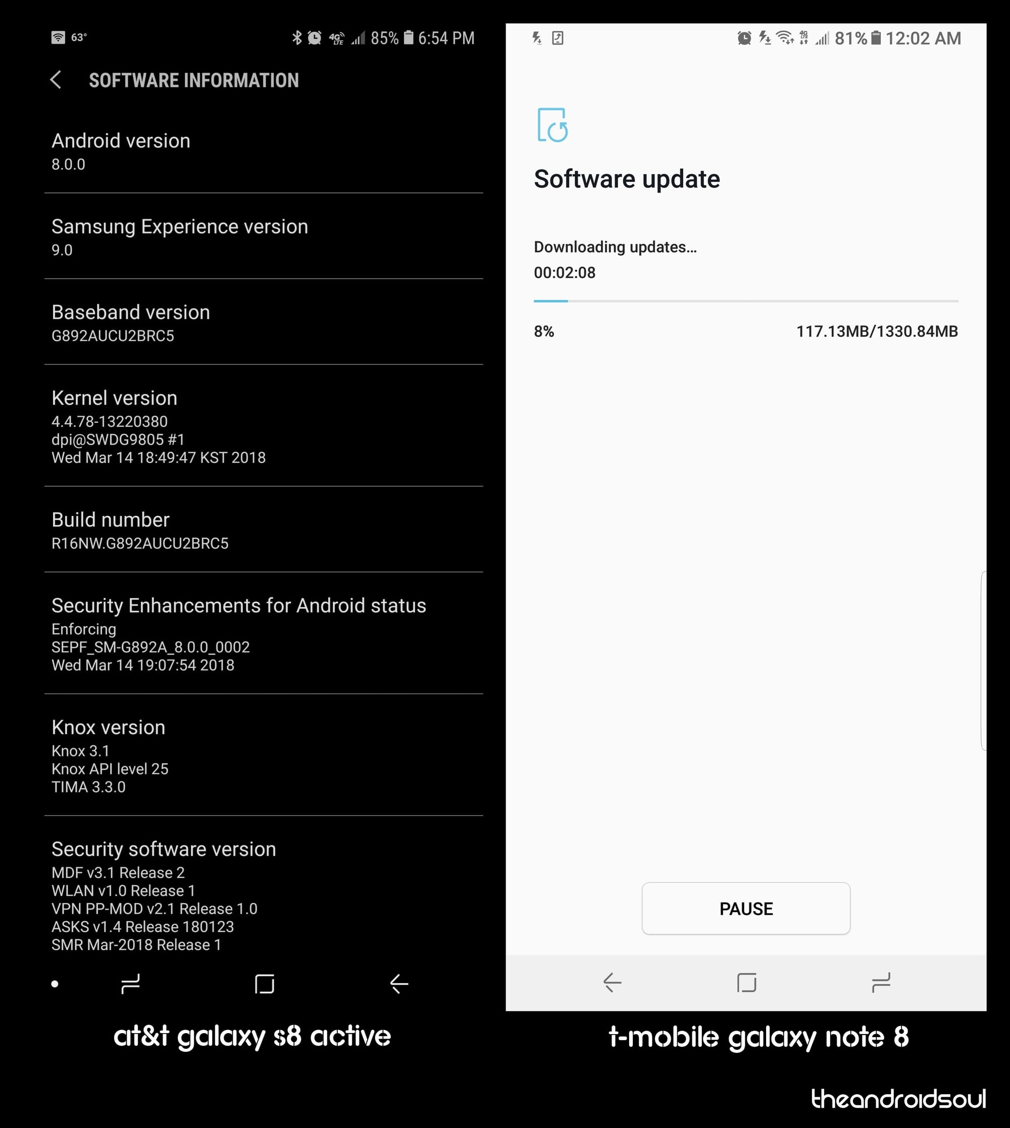 Samsung rolls out Oreo update for the Canadian and T-Mobile Galaxy Note 8, and AT&T Galaxy S8 Active