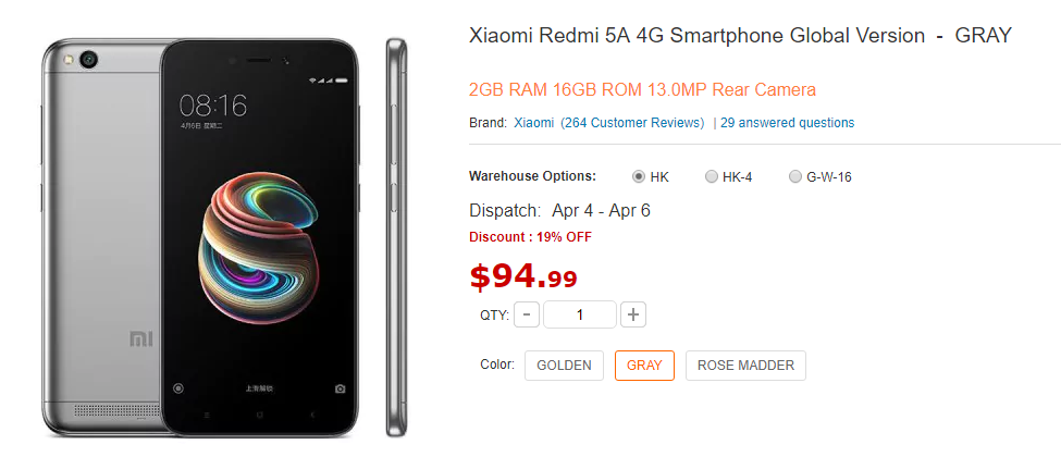 [Deal] Get Xiaomi Redmi 5A for just $95