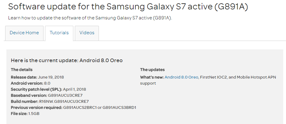 AT&T Galaxy S7 Active gets the Android 8.0 Oreo OTA rolling out
