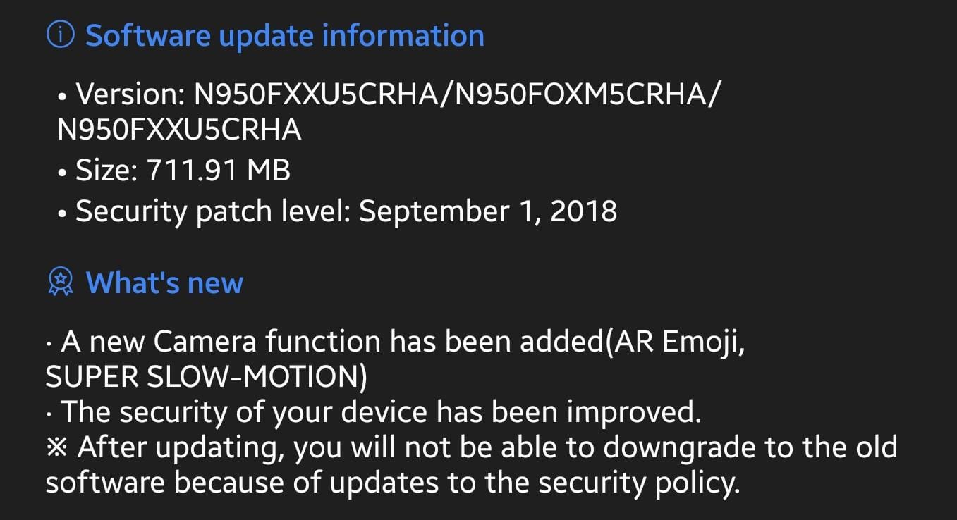 Galaxy Note 8 CRHA update brings AR Emoji, super slow-mo recording, and September patch