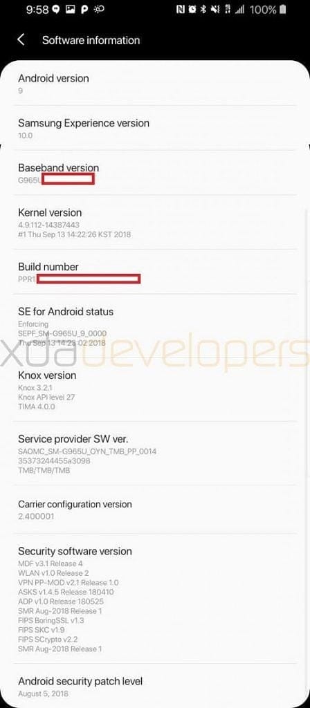 Galaxy S9+ Android 9 Pie firmware leaked, download available