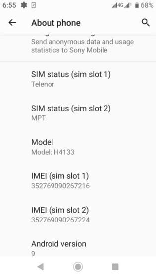 Xperia XA2 Pie update