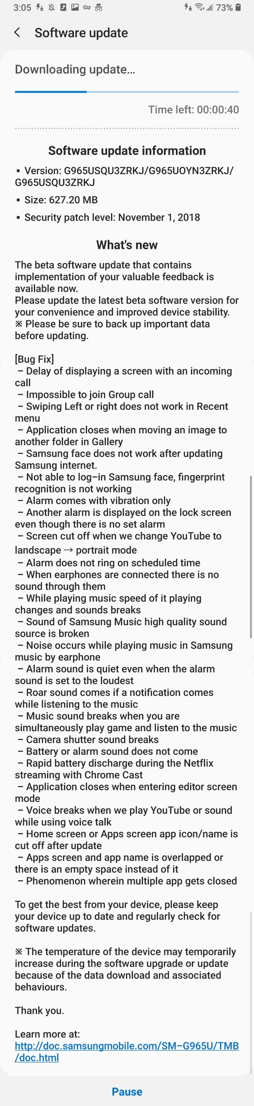 Galaxy S9 Pie beta 2 changelog USA