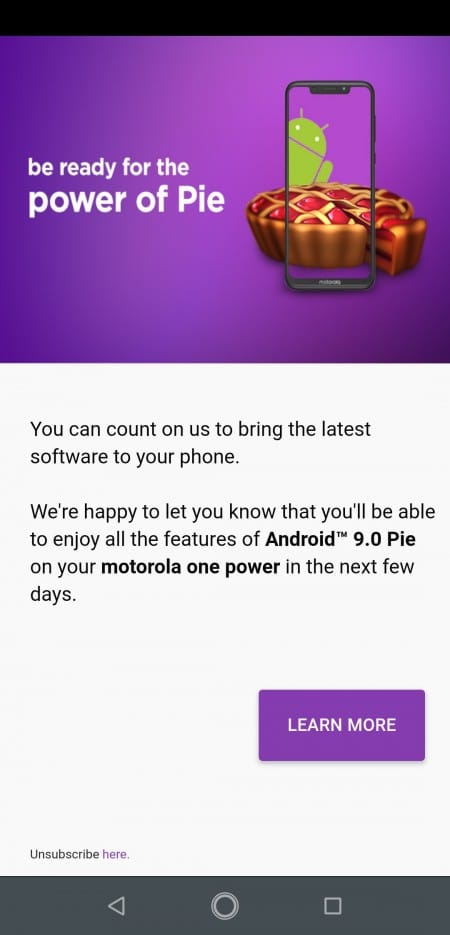 Moto One Power Android 9 Pie update