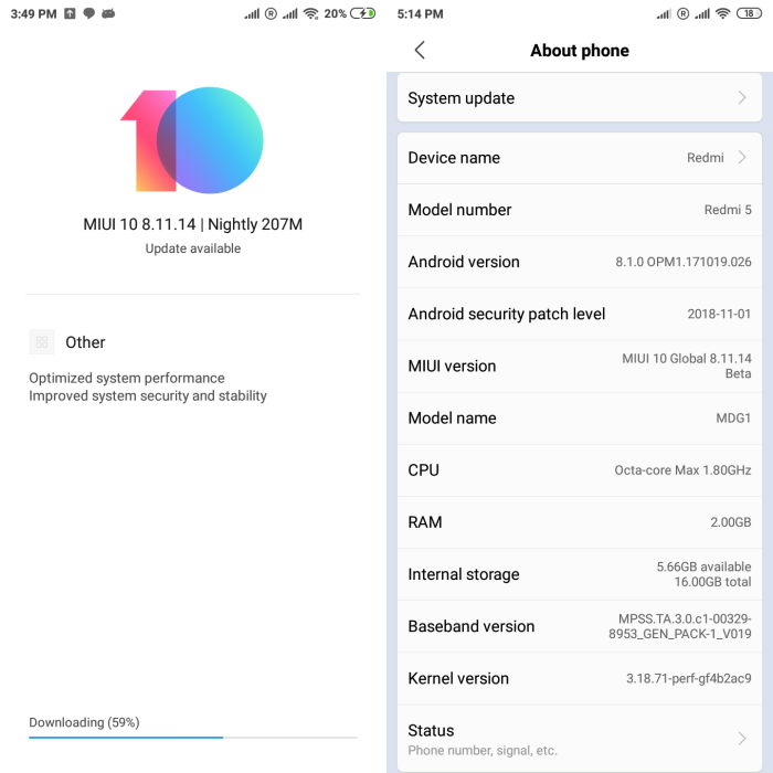 Redmi 5 update