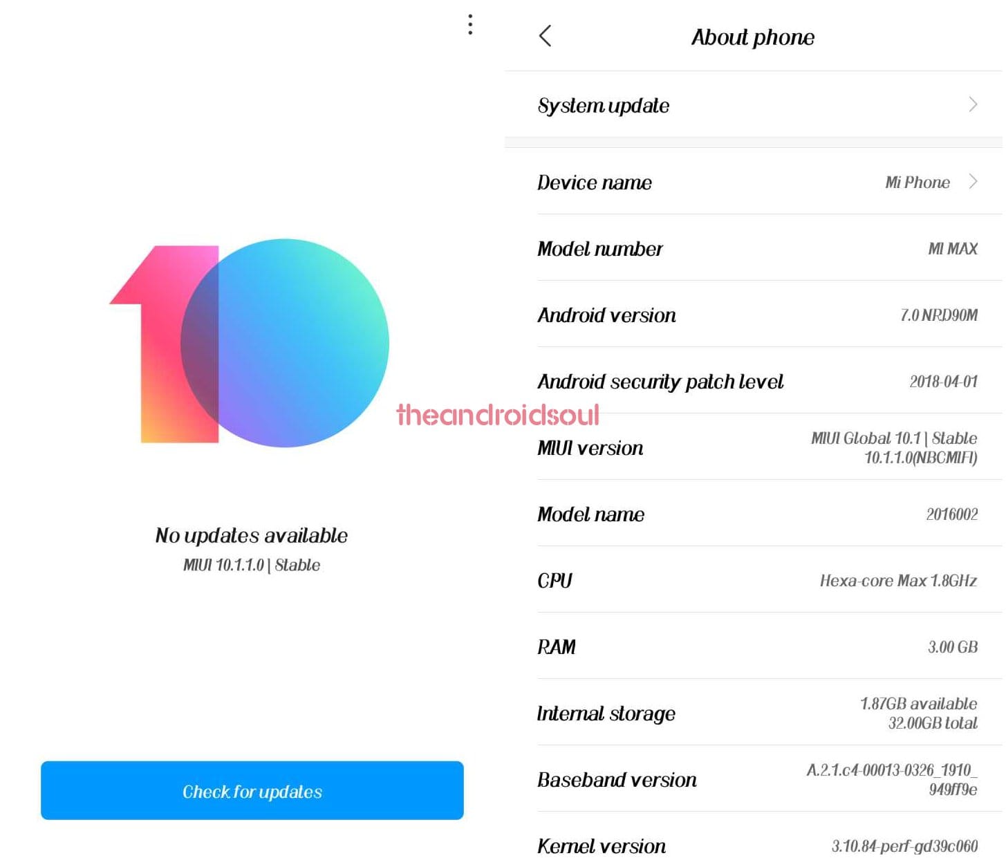 Xiaomi Mi Max stable MIUI 10 release