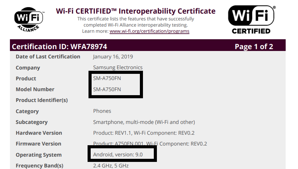 Android Pie for Galaxy A7 2018 nears release, now certified