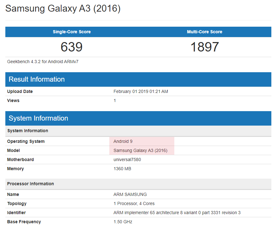 Galaxy A3 2106 Pie leak