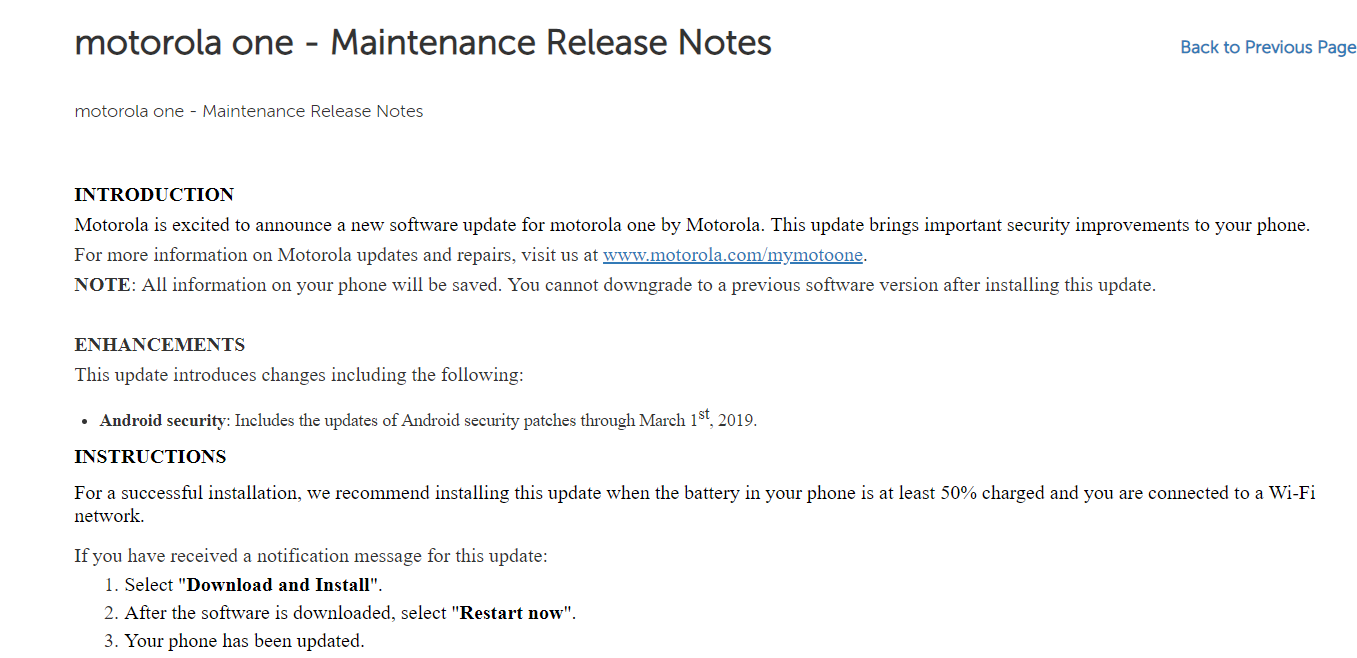 New Motorola One update brings March 2019 security patch