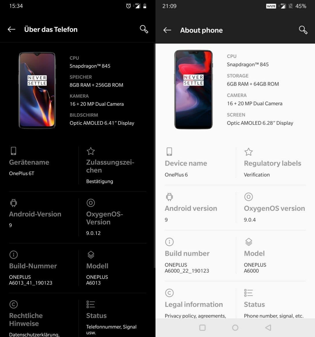 OnePlus 6T and OnePlus 6 get updated to OxygenOS 9.0.12 and 9.0.4 respectively