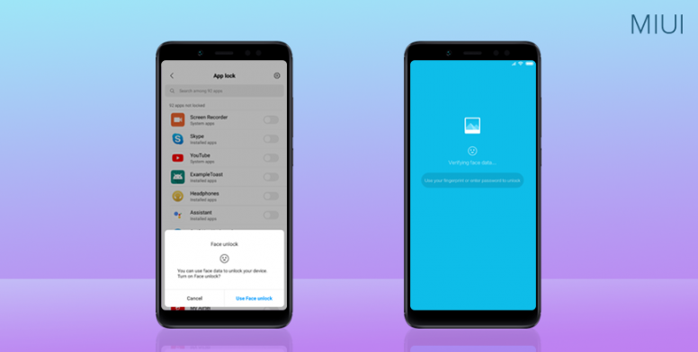 MIUI 10 gains face unlock support for apps