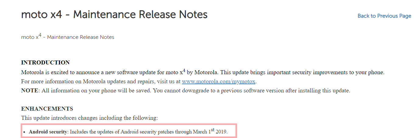 Moto X4 March patch