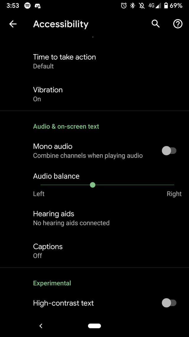 Android Q Audio Balance setting