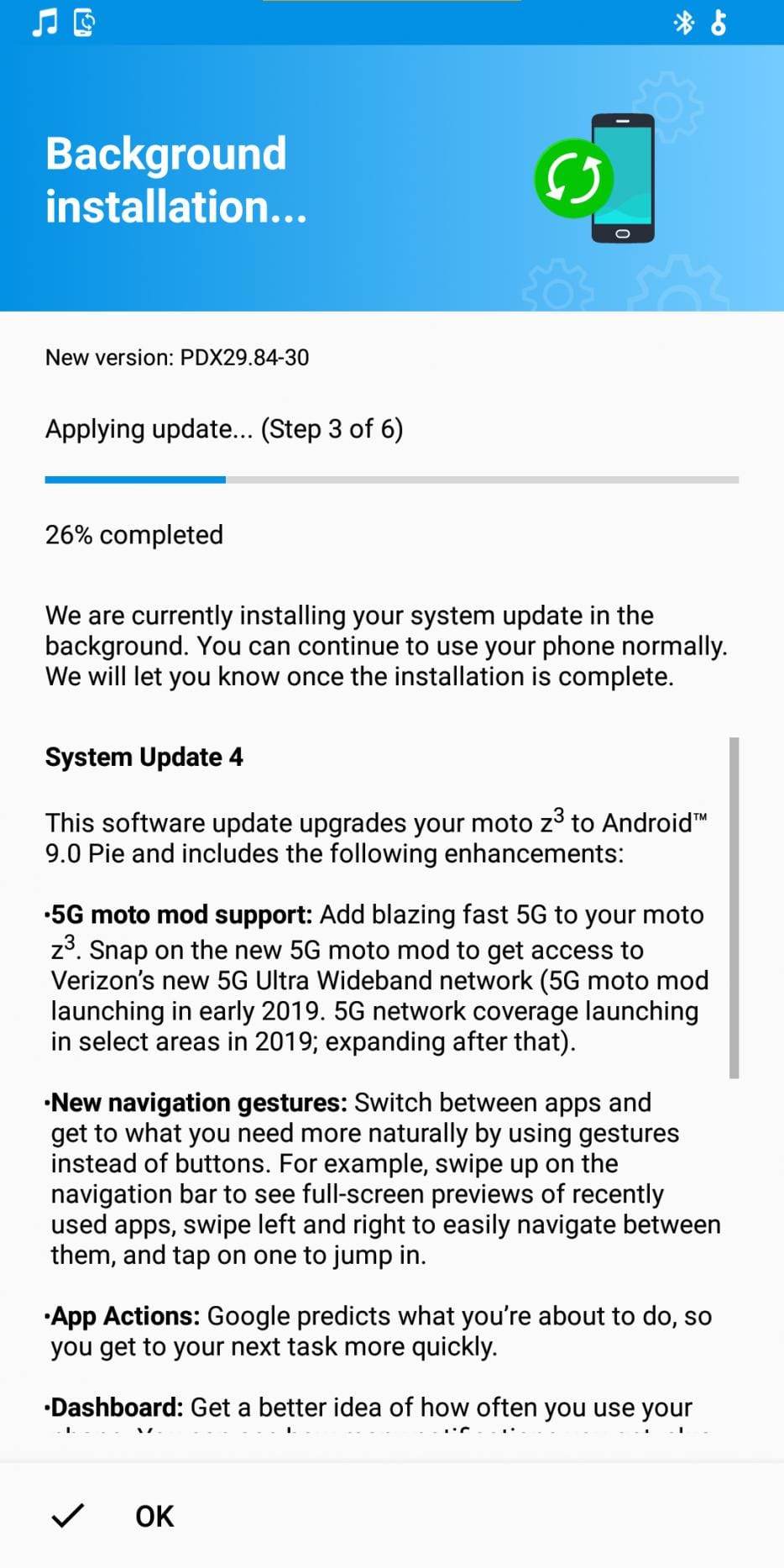 Verizon releases Moto Z3 Android 9 Pie update!